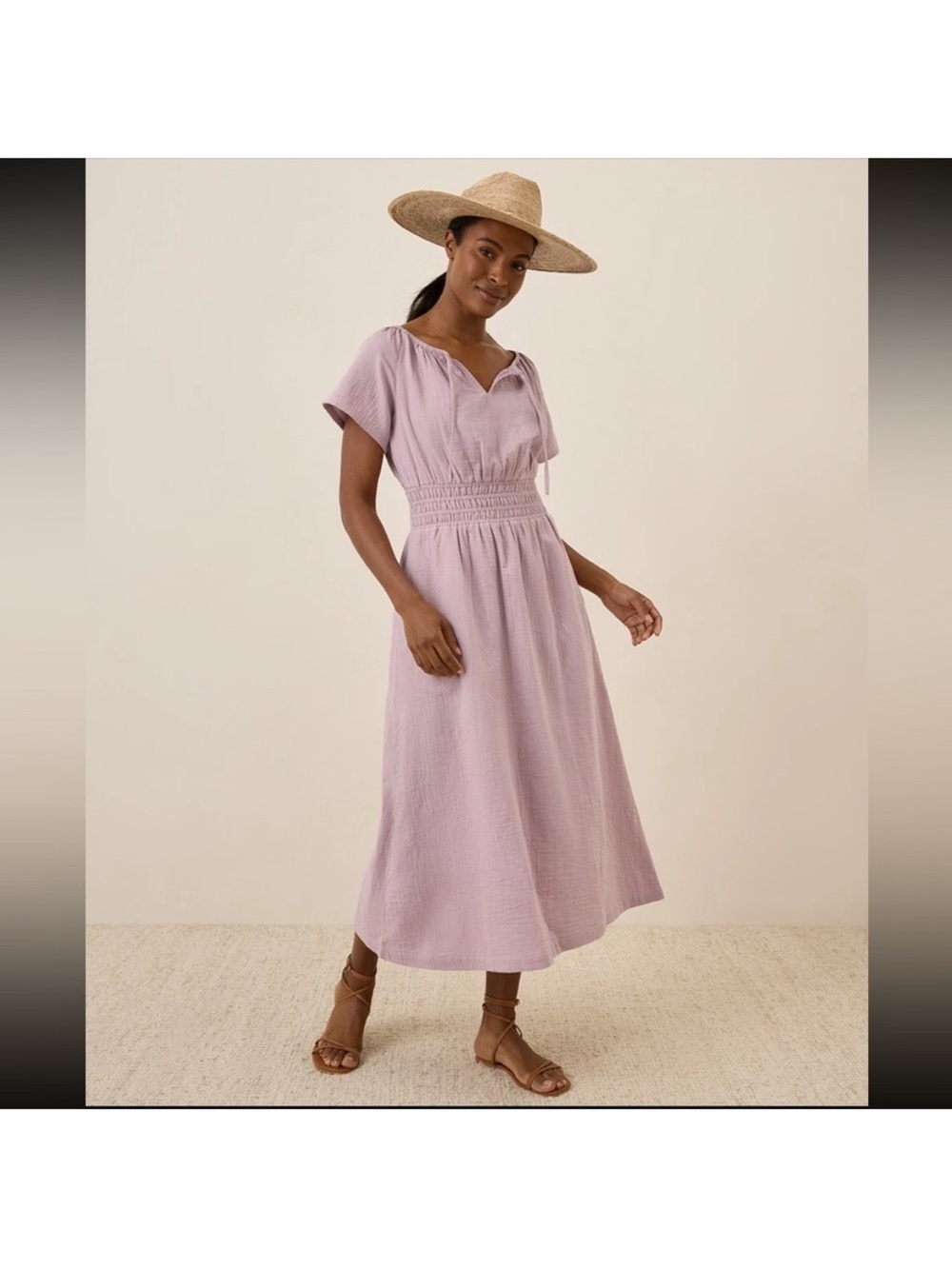 coastal double gauze beach to brunch dress Pact Boho Midi Cotton in L… dressed at brunch without smarttag_size_in_stock:        3X House Of CB Jamille color:blue multi